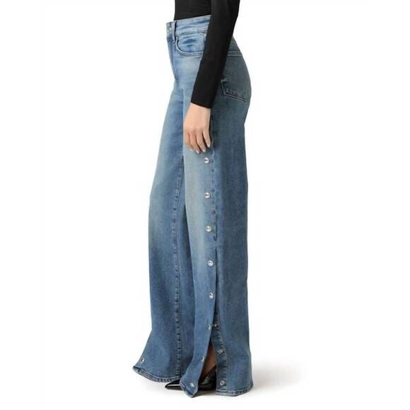 NEW PAIGE sasha 34 side seam snaps jeans in cruising - Picture 3 of 4